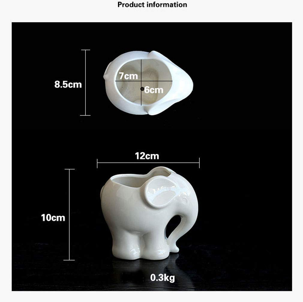 MONMOB 3.9" Ceramic Elephant Pencil Holder/Pen Holder/Flower Pot/Succulent Planter White Elephant Gifts Ideal Gifts for Women, Mom or Birthdays