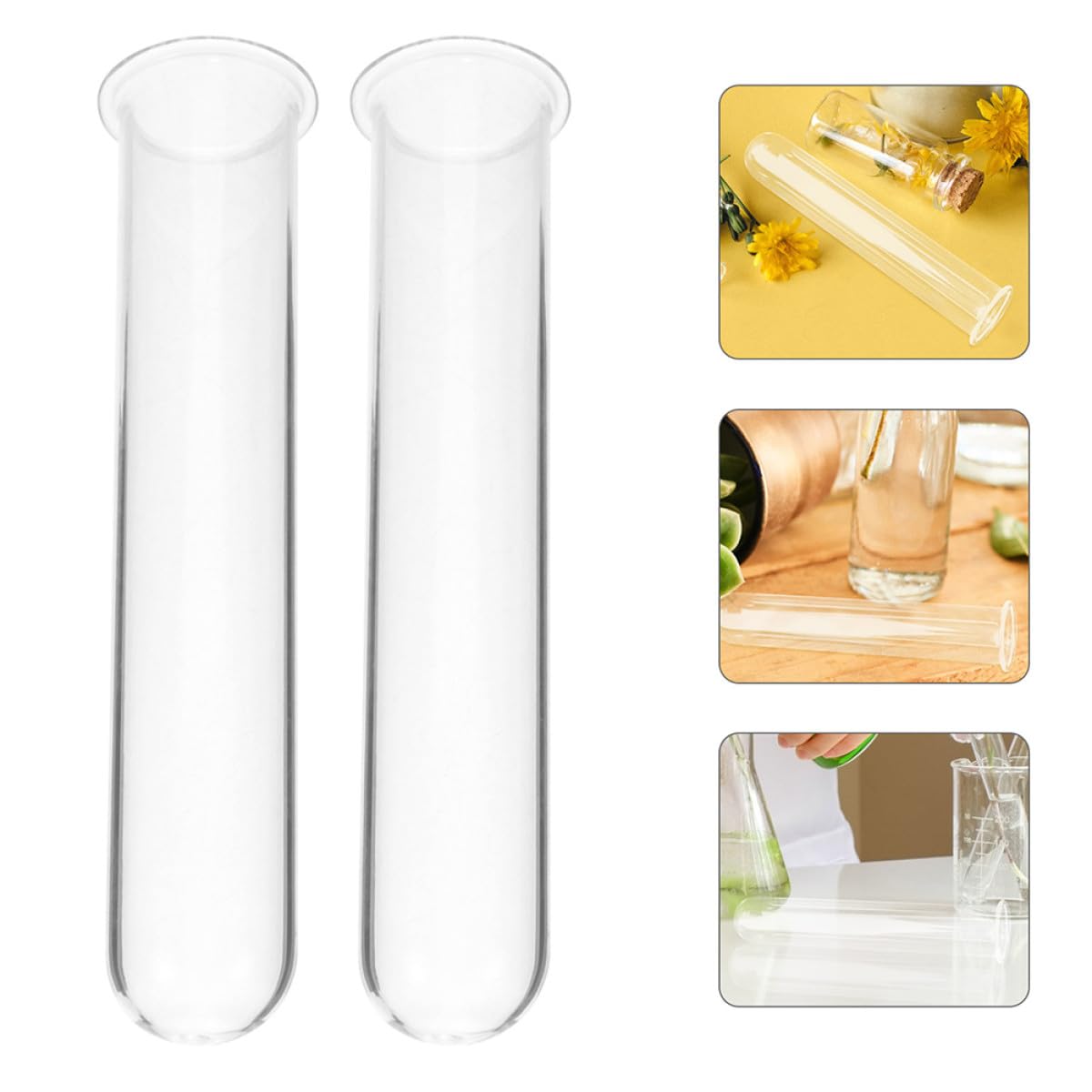 HOOWIFFY Glass Test Tube Flower Vase Hydroponic Plant Holder 4pcs Set 2.5x3x18cm Desktop Terrarium Accessories for Home Office Plant Propagation