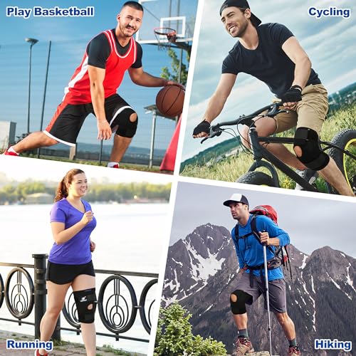 Hinged Knee Brace for Men and Women, Front Open Knee Brace with 2 Compression Straps and Dual Removable Side Stabilizers, Knee Braces for Knee Pain Relief, Arthritis, Meniscus Tear, ACL, MCL, PCL