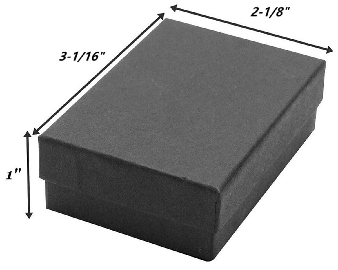 RJ Displays-25 Pack Cotton Filled Black Matte Paper Color Jewelry Gift Boxes for Earrings, Pendant, Rings, Necklace, Bracelets and Collectibles, Size 2.5 x 1.5 x 1" Inches