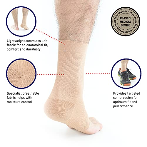 Neo-G Airflow Ankle Compression Sleeve - Sports, Daily Wear - Compression Ankle Brace, Tendonitis Support, Compression Ankle Support for Weak Ankles and Joint Pain - Airflow - M – Beige