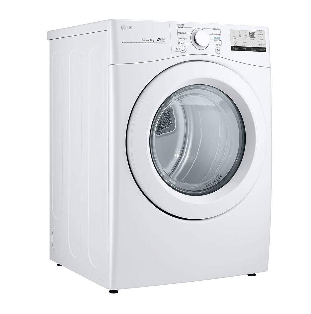 LG 7.4 Cu. Ft. Vented Stackable Electric Dryer in White with Sensor Dry