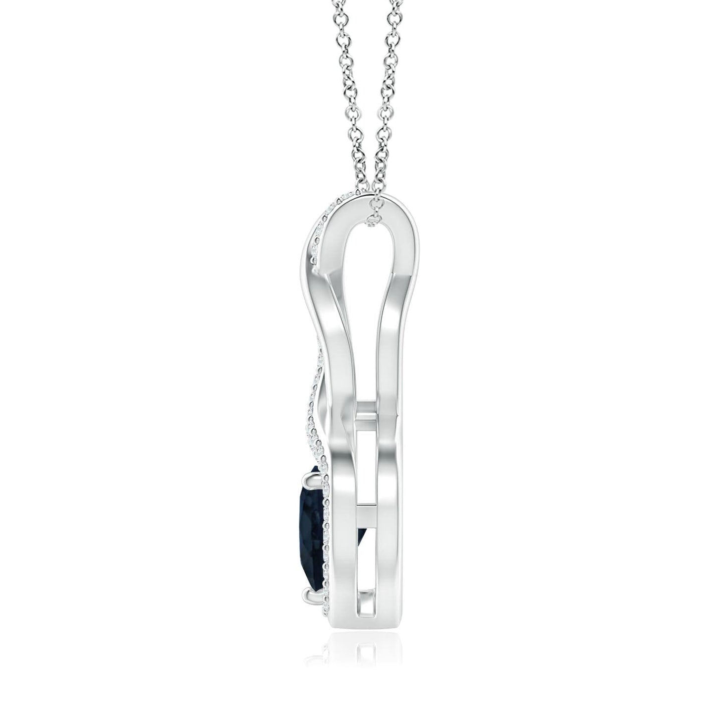 Angara Natural Blue Sapphire Pendant for Women | Heart-Shaped Blue Sapphire Infinity Pendant with Diamond Accents in White Gold | September Birthday, Anniversary, Gemstone Jewelry Gift | A | 4mm