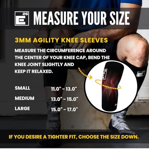Element 26 Agility Knee Compression Sleeve - 1 Pair (3mm) Compression Knee Sleeve - Knee Support for Working Out - Running & Weight Lifting Knee Sleeves | For Men & Women (Small, Black)