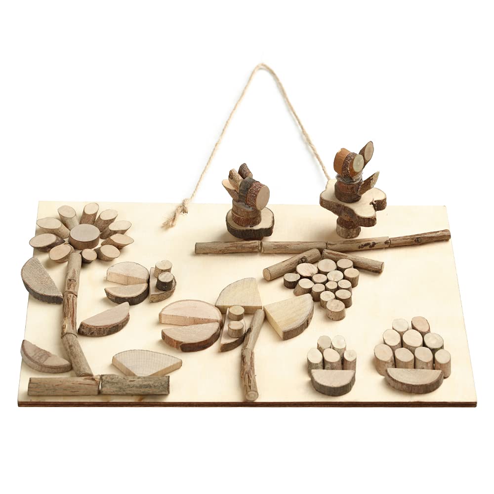 LAZACA Wood Craft Kits DIY for Kids Ages 5-10 Wooden Art Paint Bulk Crafts Garden Playset Loose Parts Play Materials 250 Pcs/19.5X13X3.5cm