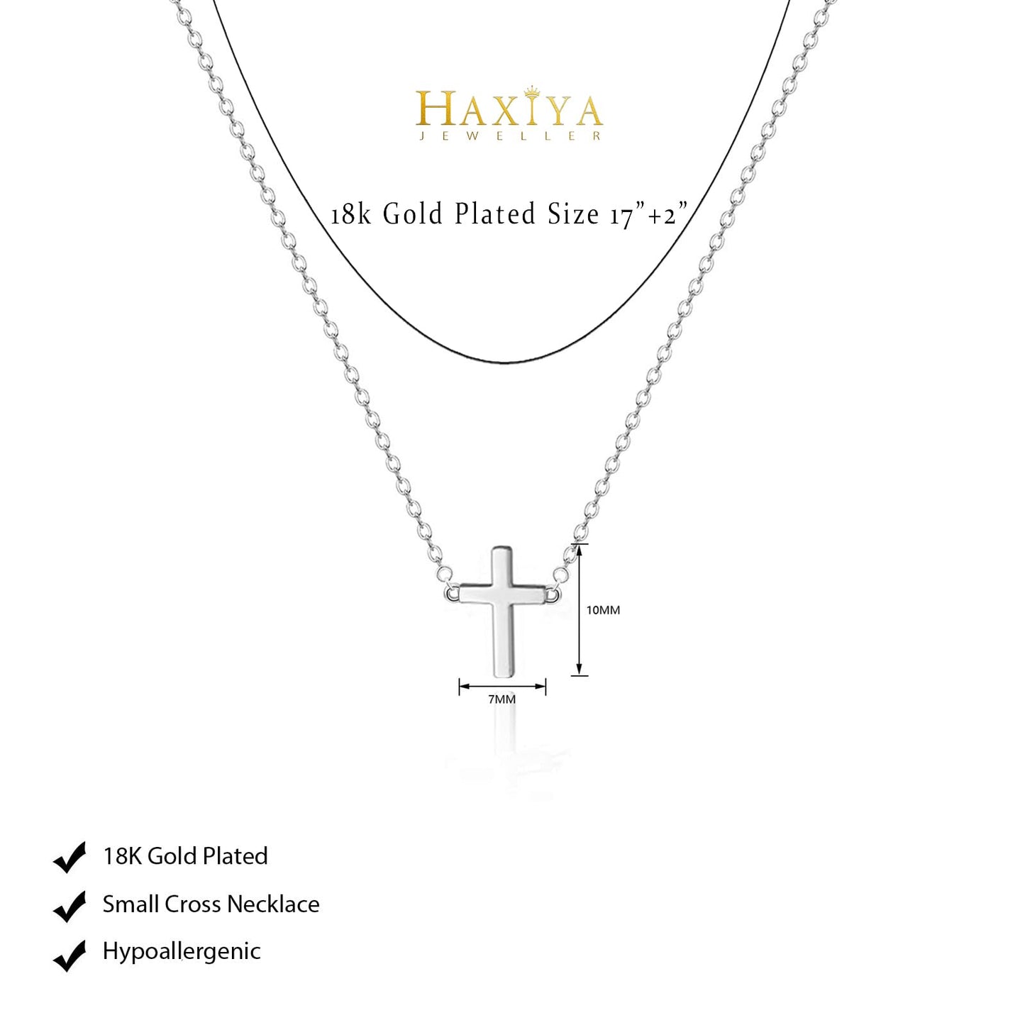 HAXIYA Cross Necklace for Women Dainty Sterling Silver Plated Small Cross Pendant Necklaces Simple Silver Cross Choker Trendy Cute Cross Pendant Chain Faith for Women Jewelry Gift
