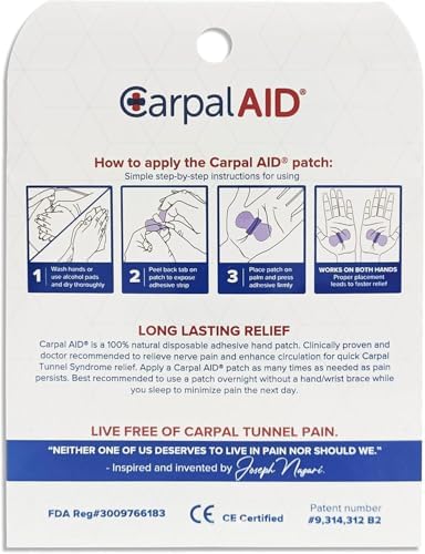 Carpal AID Clear Plastic Adhesive Hand-Based Carpal Tunnel Support for Either Hand CA-30PK UNI, 30 Ct
