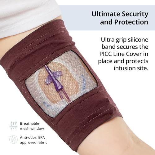 Care+Wear PICC Line Cover – Ultra-Grip PICC Line Sleeve for Upper or Lower Arm with Mesh Viewing Window, Provides Improved Comfort and Security for PICC Line Coverage