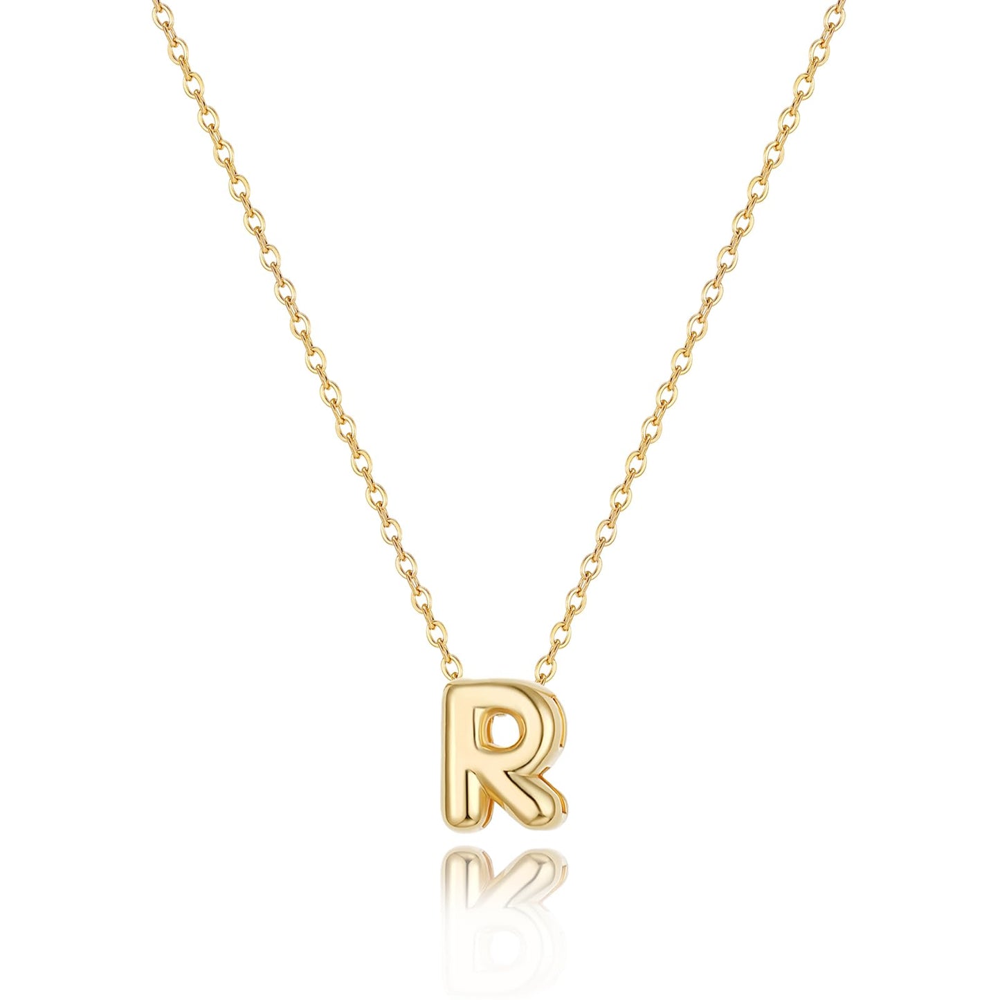 CUEZIY 14K Gold Plated Bubble Letter Necklace Initial Necklaces for Women Dainty Personalized Charm Pendant Name Necklace Cute Non Tarnish Fashion Accessories Teen Gift Trendy Stuff Jewelry Gifts