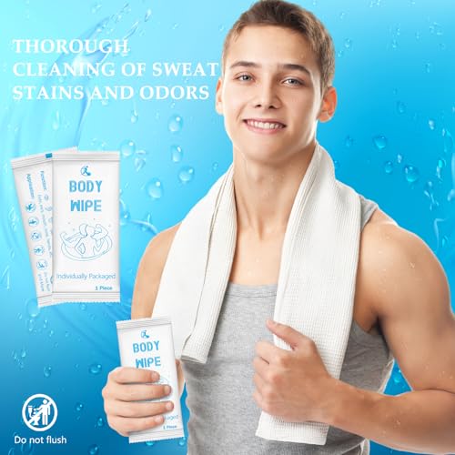Timgle 200 Pcs Deodorant Body Wipes Individually Wrapped Bath for Adults Face Hand Body Wipes Pearl Pattern Wet Shower with Aloe Bathing Disposable Cleansing for Travel Gym Travel