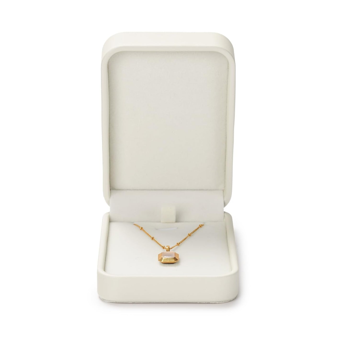 Papten PU Leather Necklace Box Velvet Interior Necklace Gift Box Pendant jewelry Case Display Storage Case for Anniversary Wedding Birthday Mother's Day (White)