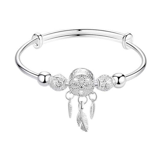 925 Sterling Silver Bracelets for Women Dream Catcher Tassel Bracelet Vintage Feather Charm Bracelet Boho Adjustable Cuff Bangle Bracelets for Women Mom Wife Valentine Mothers Day Gift (Color 3)
