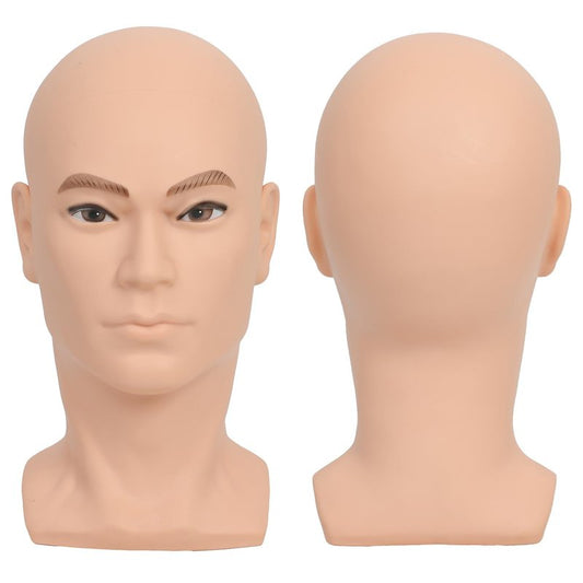 RUISIMEI Bald Mannequin Head Male Professional Cosmetology Manikin Head for Wig Making, Display wigs, eyeglasses, hairs, T pins,with Free Clamp