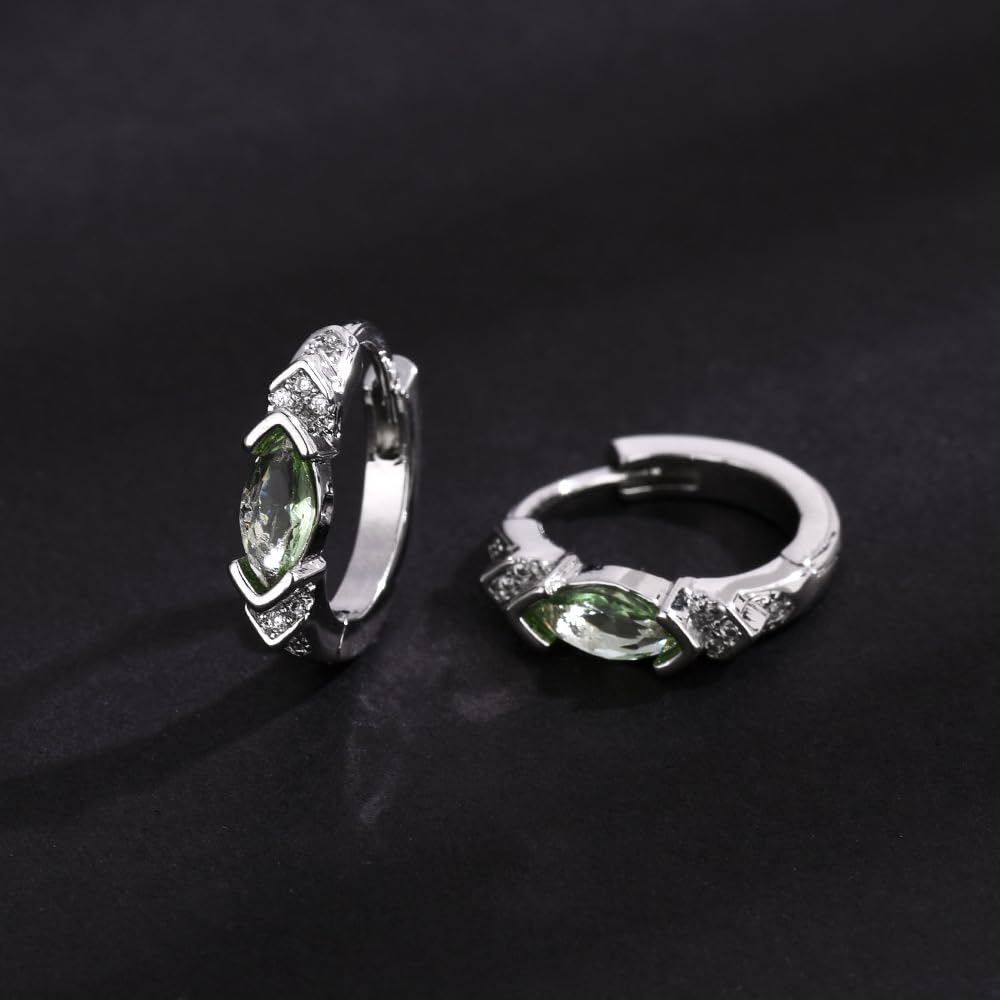 Lymphatic Drainage Slimming Hoop Earrings, Titanium Ion Lymphvity Germanium Earring Acupuncture Therapy Hoop Moissanite Earrings Jewelry for Women Men (light green)