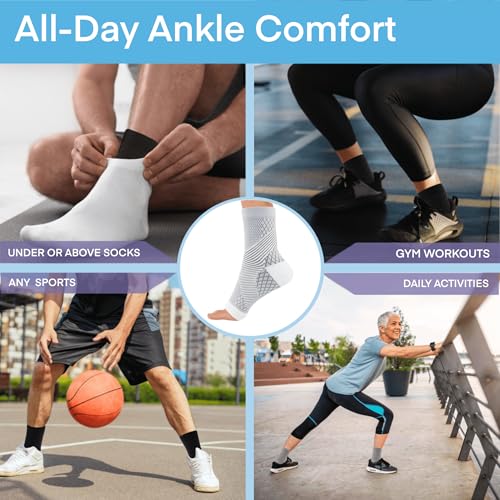 3Pairs Foot & Ankle Brace Socks for Sprained,Foot Neuropathy Socks,Nano Neuropathy Socks for Women & Men Compression Socks For Women & Men,Comprex Ankle Brace Sleeves