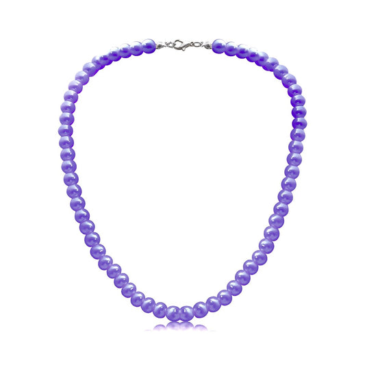 8mm Pearl Choker Necklace Multicolor 1920s Dainty Beads Necklace Costume Prom Party Statement Jewelry for Women-dark purple