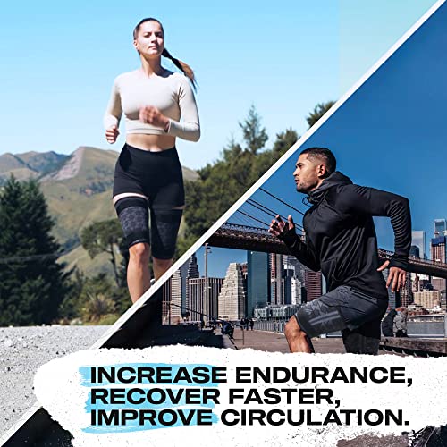 Always Ready, Thigh Compression Support Sleeve (2 Per Pack) with Hot & Cold Gel Pack for Hamstring & Quadricep Muscle Strains & Injury, Men & Women, Two Adjustable Compression Straps, Non-Slip (S)