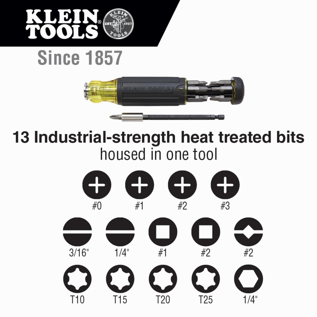 Klein Tools 80083 Impact Driver Kit with 7-in-1 SAE Impact Socket Set and 14-in-1 Multi-Bit Adjustable Length Screwdriver, 2-Piece