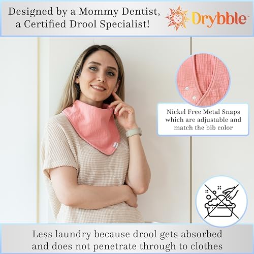 Bandana Bibs with 3 Waterproof Lining Organic Cotton Drool Bibs for Adults and Children, Adjustable Snaps