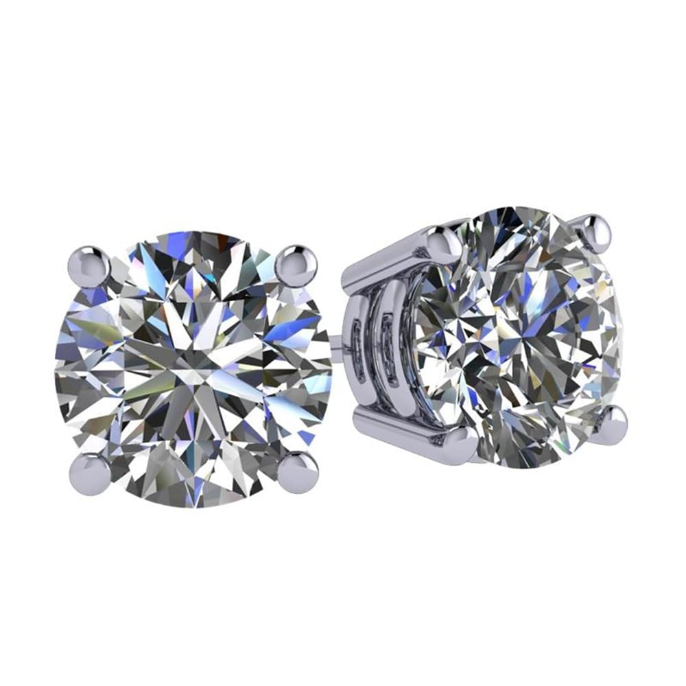 Central Diamond Center Round Simulated Diamond Stud Earrings Hypoallergenic Metal & Sterling Silver CZ - 4.00mm (0.50cttw) Platinum