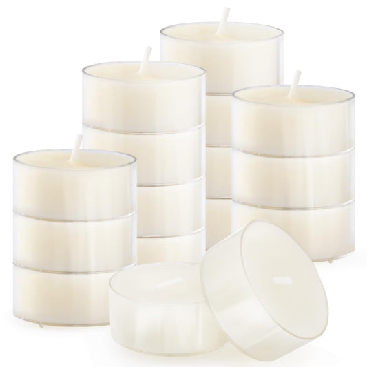 16PCS Pure White Beeswax Tealight Candles, Natural Scent, Clear Cup