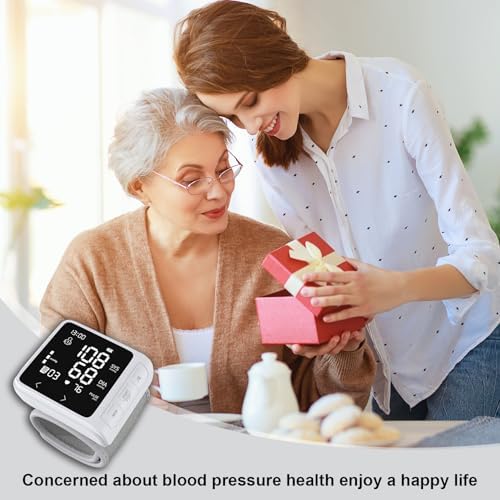 huangirl Wrist Blood Pressure Monitor | Wrist Blood Pressure Monitors for Home Use | Automatic Blood Pressure Monitor Wrist Blood Pressure Cuff with 2 Users Memory LCD Display Hypertension Alarm
