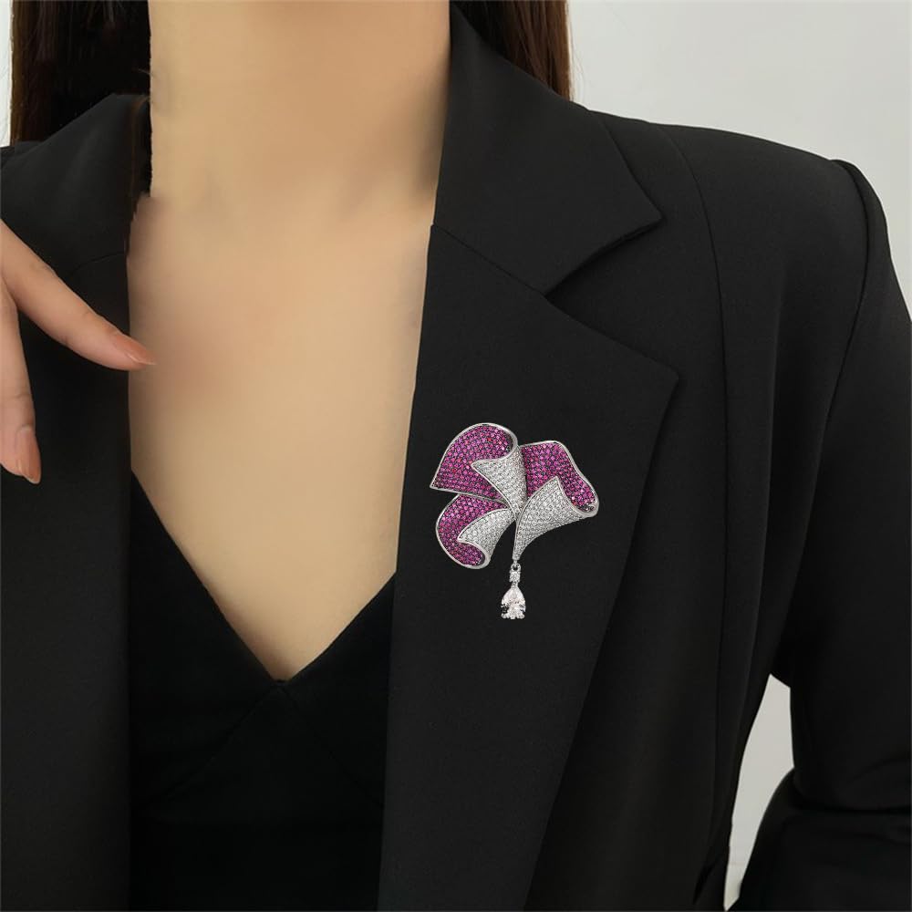 UNVAK Rhinestone Flower Brooch Purple Calla Lily Brooch Pin Fashion Purple Flower Lapel Pin Jewelry Mother's Day Birthday Gift for Mom Wife