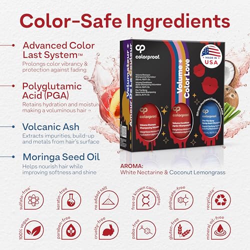 Colorproof Volume Gift Set - Volume Shampoo (8.5 Fl. Oz.), Volume Conditioner (8.5 Fl. Oz.), Pre-Tox Spray (6.7 Fl. Oz.)