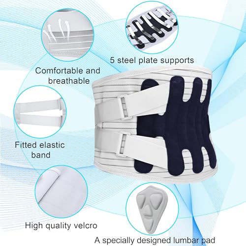 Back Brace for Lower Back Pain, Lumbar Support Belt for Women and Men with Lumbar Pad, Lower Back Brace with Adjustable Strap for Work, Herniated Disc, Sciatica, Scoliosis (Gray, Small)