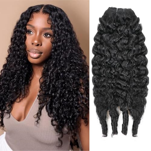 Extension Full Head For Black Women Burmese Curly Clip in Hair Extensions Real Human Hair Messy Curly Clip Ins for Women Brazilian Remy Human Hair Natural Black 22Inch