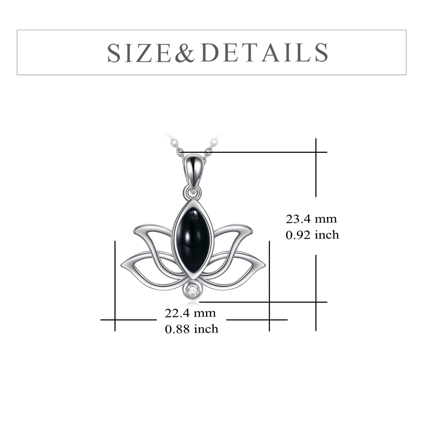 YFN Lotus Flower Necklace Sterling Silver Black Agate Lotus Pendant Lotus Jewelry Gifts for Women