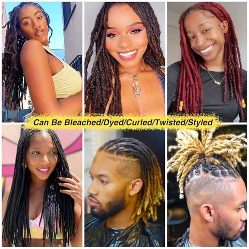 Dreads Extensions Human Hair Loc Extensions for Men Women Dreadlock Extensions Real Human Hair Locs Extension Natural Black Full Handmade Permanent Locs Hair Extensions (0.6cm 1B 10 Inch 60 Strands)