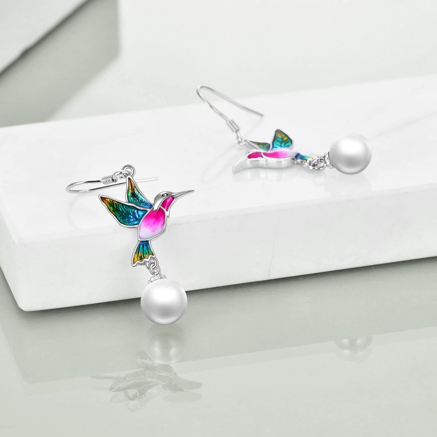 LUHE Pearl Earrings for Women Sterling Silver Celtic Pearl Earrings, Bee/Swan/Butterfly Pearl Earrings Valentine's Day Mother's Day Jewelry Gifts (Silver lapis lazuli earrings)