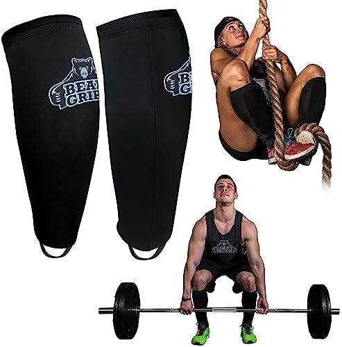 Bear Grips Deadlift Shin Guards - Breathable Gym Equipment Rope Climbing Shin Guard for Men and Women - Injury Prevention Calf Support Shin Guard Sleeves for Ultimate Shin Protection