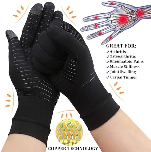 Big Mango 2 Pairs Copper Arthritis Gloves, Compression Gloves for Women Men Relieve Pain from Rheumatoid Arthritis, Carpal Tunnel, Swelling, Everyday Hands Support (Open Finger + Full Finger, Small)