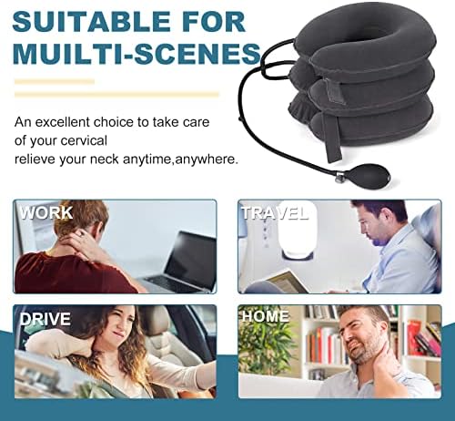 Cervical Neck Traction Device, Neck Stretcher, Neck Traction Device for Neck Pain Relief, Cervical Neck Traction Device, Inflatable Neck Brace & Neck Decompression(Gray)