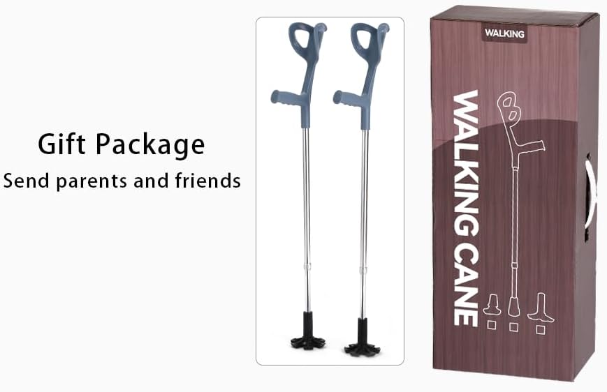 2 Pcs Forearm Crutches for Adults Foldable Knee Patients Mobility aids for Childre and Seniors for with Leg Injury Adjustable Travel Lightweight Walking Stick