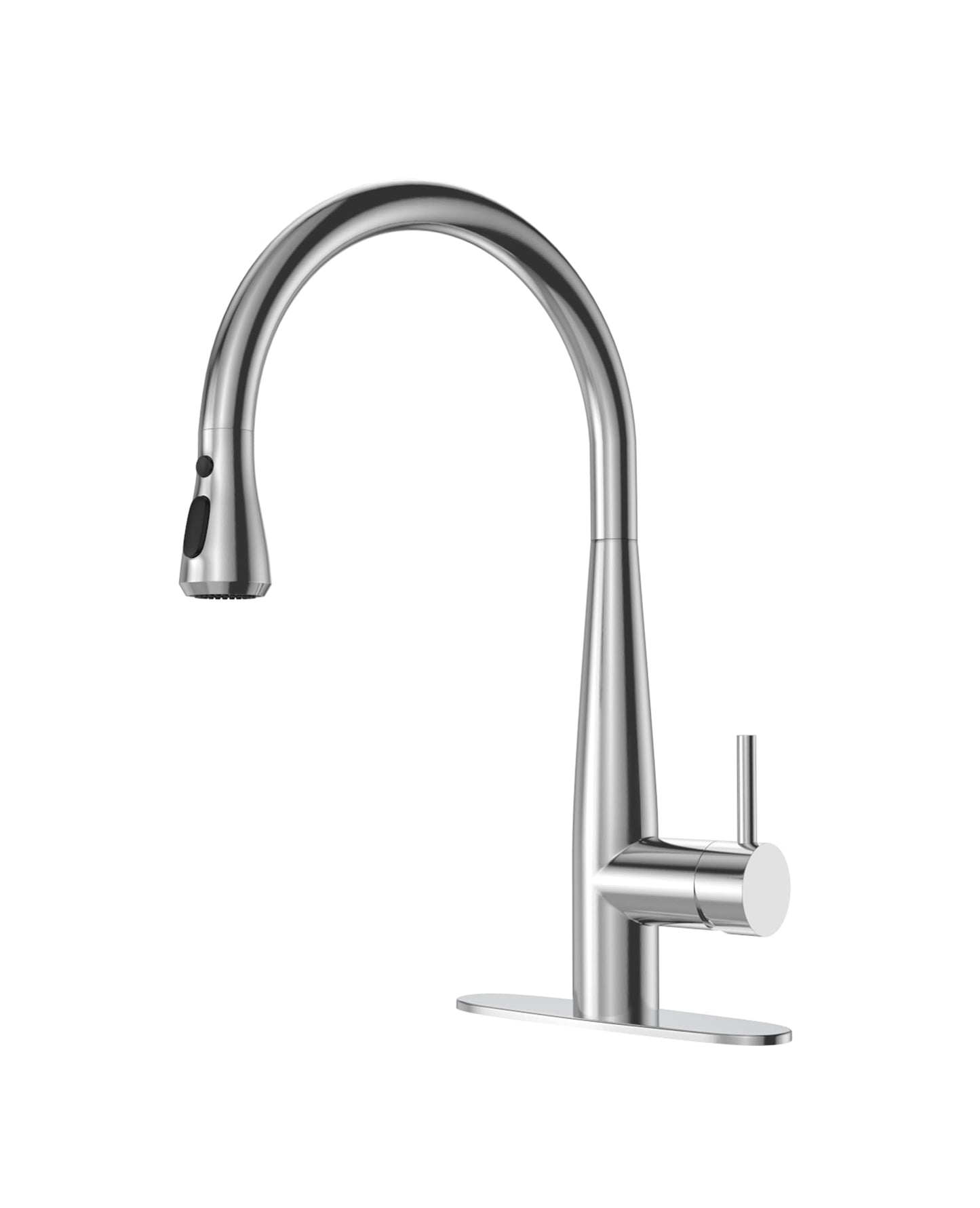 PureTap High Arc Pull Out Kitchen Faucet, Brushed Nickel Faucet, 1 or 3 Holes Kitchen Sink Bar Faucets with Pull Down Sprayer