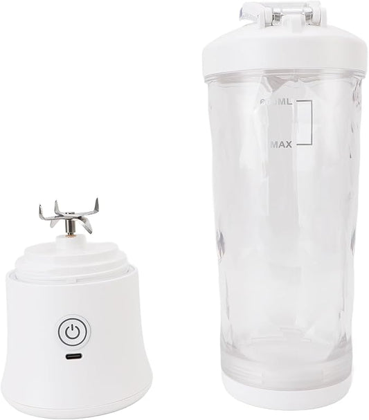 Portable Blender, 600ml 18000RPM USB C Rechargeable Mini Juicer Cup, Stainless Steel Blades Blender with RGB Light, Ideal for Travel, Gym & Sports