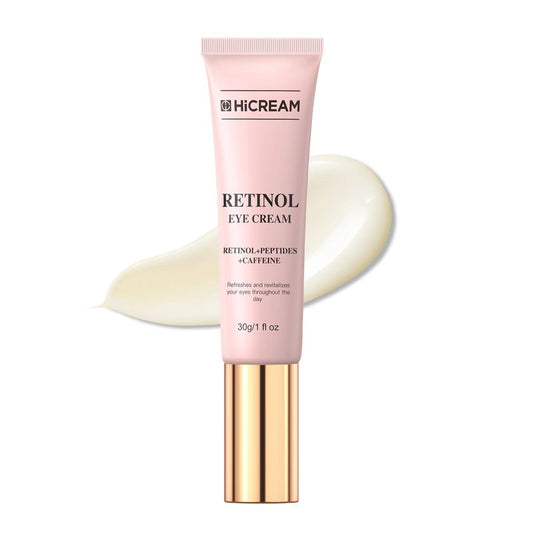 Hicream Eye Cream for Fine Lines, Wrinkles, Dark Circles & Puffiness – Anti-Aging Under Eye Cream with Retinol & Caffeine – Hydrating & Smoothing – Gentle Formula for All Skin Types, 1 fl. oz HCR5869