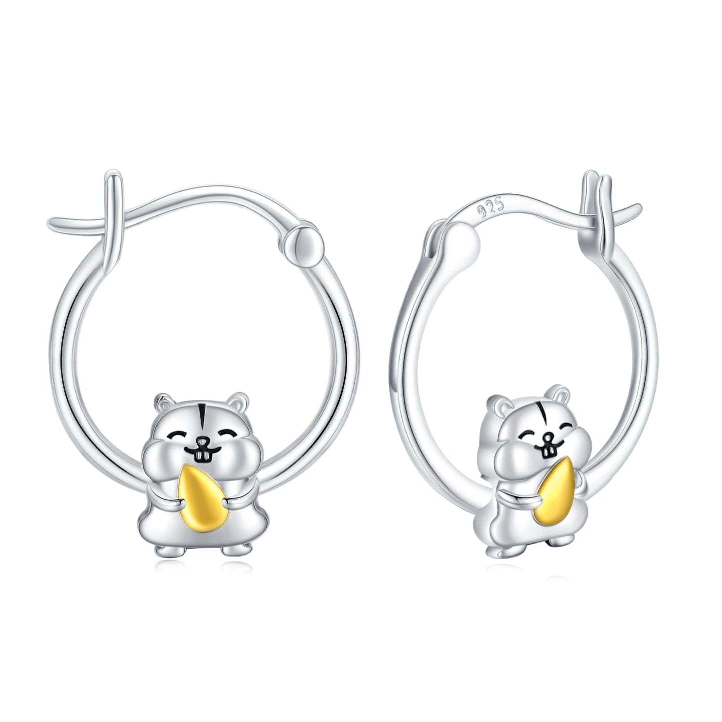 Hamster Hoop Earrings Sterling Silver Small Animal Guinea Huggie Hoop Earrings for Sensitive Ears Hamster Jewelry Gifts for Women