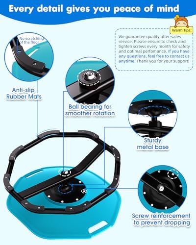 Sensory Spinning Chair with Safety Handles for Autistic Kids, Sensory Toys for Kid with ADHD Autism, Sensory Swivel Chair Sit and Spin Training Body Coordination Autism Christmas Toys for Kid - Blue