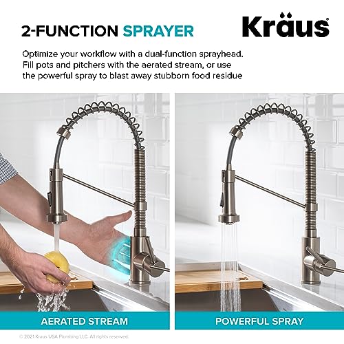 KRAUS Bolden Touchless Sensor Commercial Style 2-Function Single Handle Pull Down Kitchen Faucet in Spot-Free Stainless Steel, KSF-1610SFS