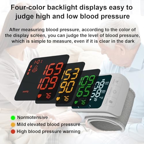 huangirl Wrist Blood Pressure Monitor | Wrist Blood Pressure Monitors for Home Use | Automatic Blood Pressure Monitor Wrist Blood Pressure Cuff with 2 Users Memory LCD Display Hypertension Alarm
