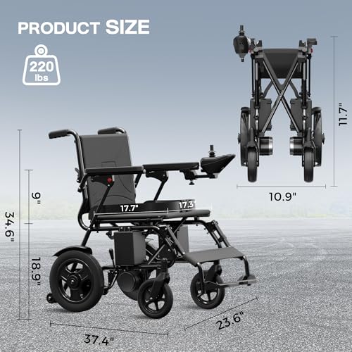Foldable Electric Wheelchair for Adults, 15 Miles Long Travel Range Power Wheelchair, 300LBS Weight Capacity, All Terrain Motorized Wheelchair for Seniors Portable