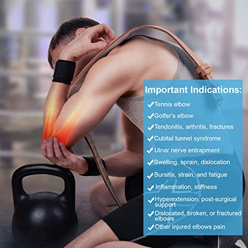 Elbow Splint Tendonitis Elbow Brace, Cubital Tunnel Syndrome Brace with 4 Removable Metal Spring Splints for Sleeping, Elbow Immobilizer for Ulnar Nerve Entrapment， Golfers Elbow (S/M)