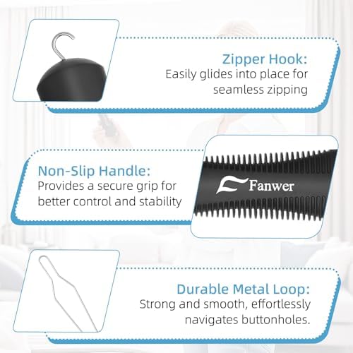 Button Hook, Button Assist Tool, with Comfort & Wide Grip, Button Helper Tool for Elderly, Arthritis, Stroke, Parkinson's