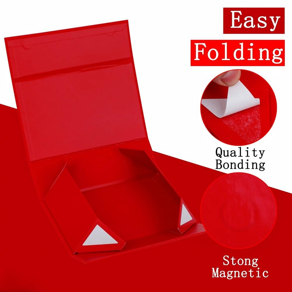 UoeRing 1 Extra Large Red Gift Box 20x16x7 inch Luxury Gift Box for Presents with Magnetic Closure Lid Collapsible,Birthday,Christmas,Contains Card, Ribbon,Tissue Paper,Shredded Paper Filler