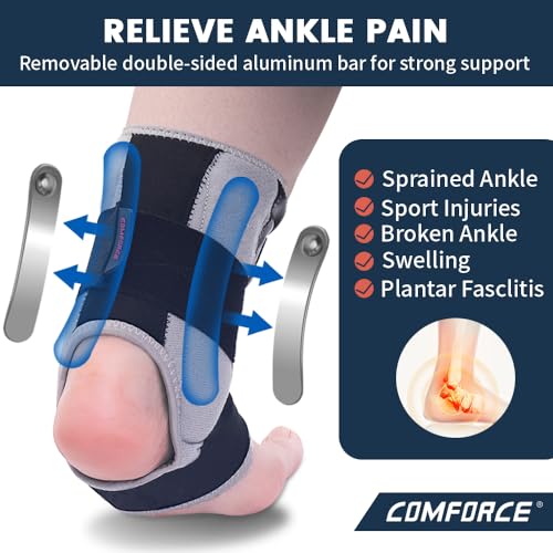 Ankle Brace for Women & Men (US 6-11/Women, 7-10/Men | EU 35-43), Adjustable Metal Support for Sprains, Achilles & Plantar Fasciitis - Breathable Design for Injury Recovery & Sports