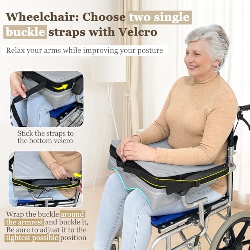 Wheelchair Lap Tray Cushion Wheelchair Lap Buddy for Seniors Removable Tray Table Dementia Patient Safety Positioning Prevents Forward Sliding Anti Fall Arm Support Lap Desk Reading Pillow